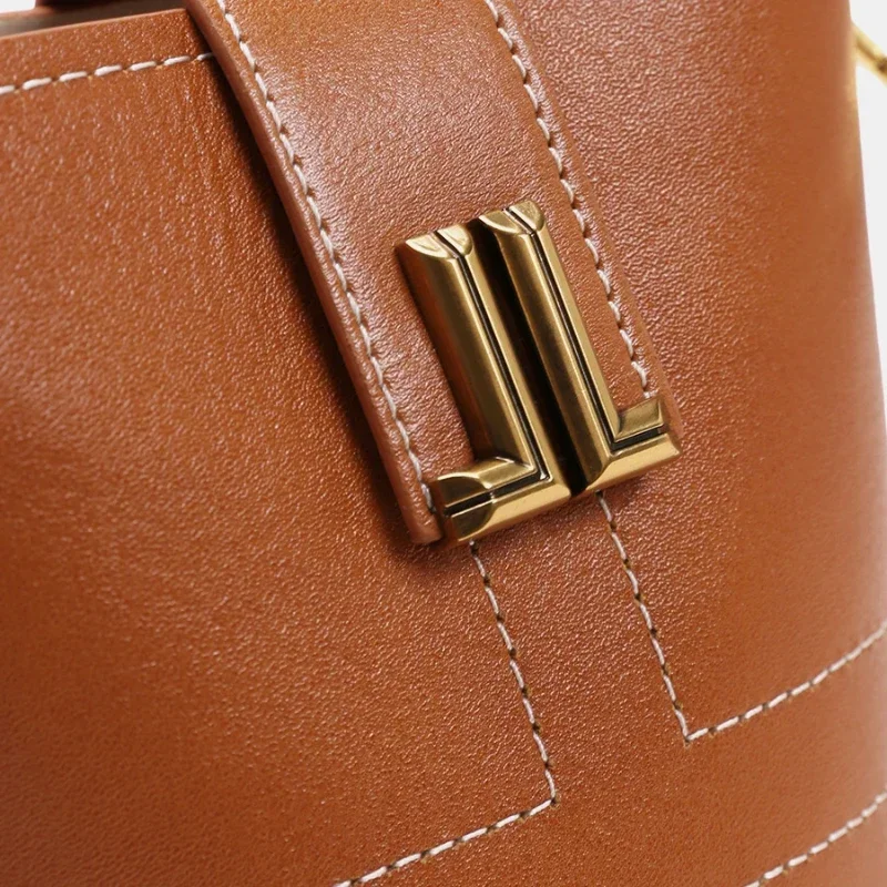 Genuine Leather Luxury Designer Handbag 2024 New Vegetable Tanned Cowhide Crossbody Bag Original Brands Trend Mobile Phone Bag