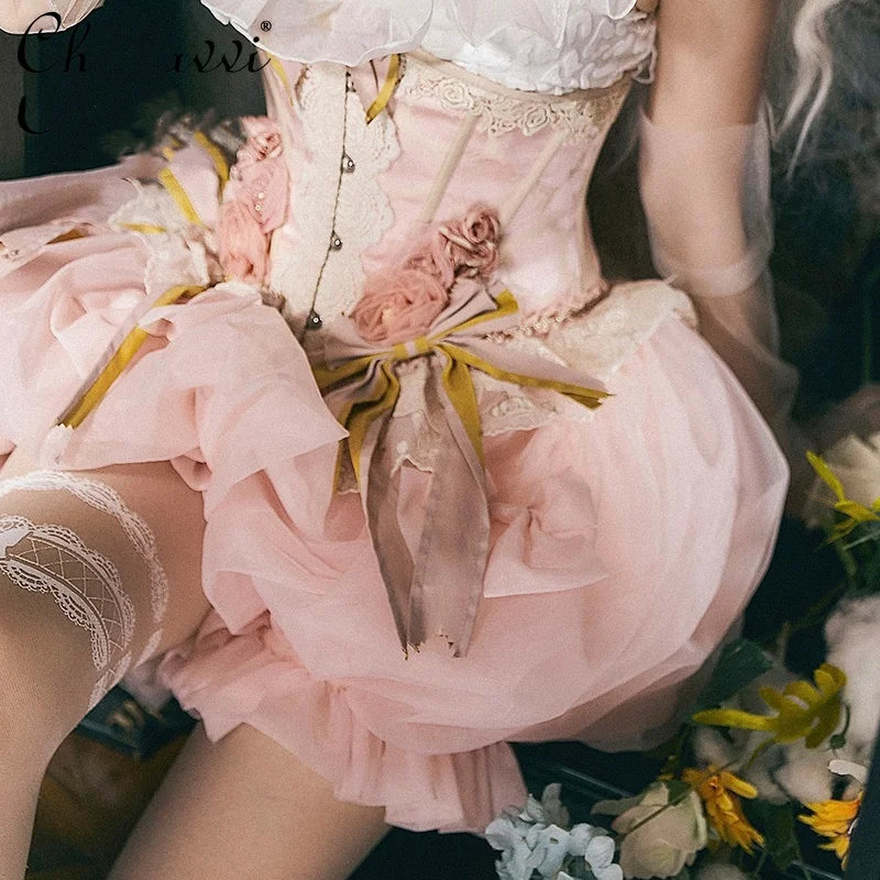 النمط الياباني الحلو لوليتا شبكة اليقطين السراويل لطيف القوس مرونة الخصر الفتيات رقيق السراويل Y2k ثوب نسائي سيسي ملابس تنكرية للحفلات #3