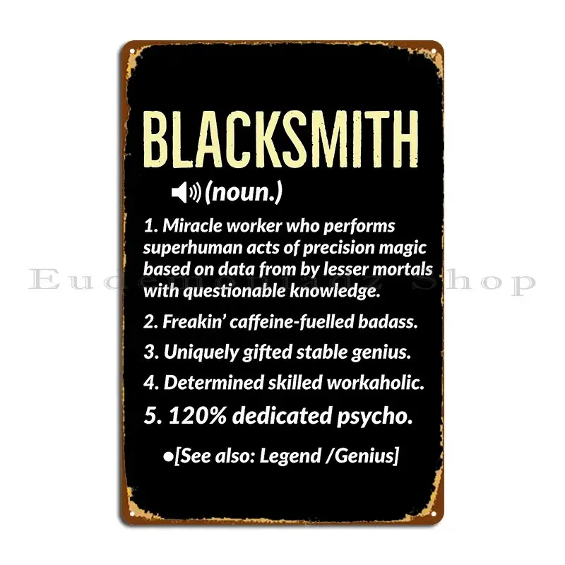 Blacksmith Definition Gift Metal Sign Printing Cinema Painting Designing Wall Mural Tin Sign Poster