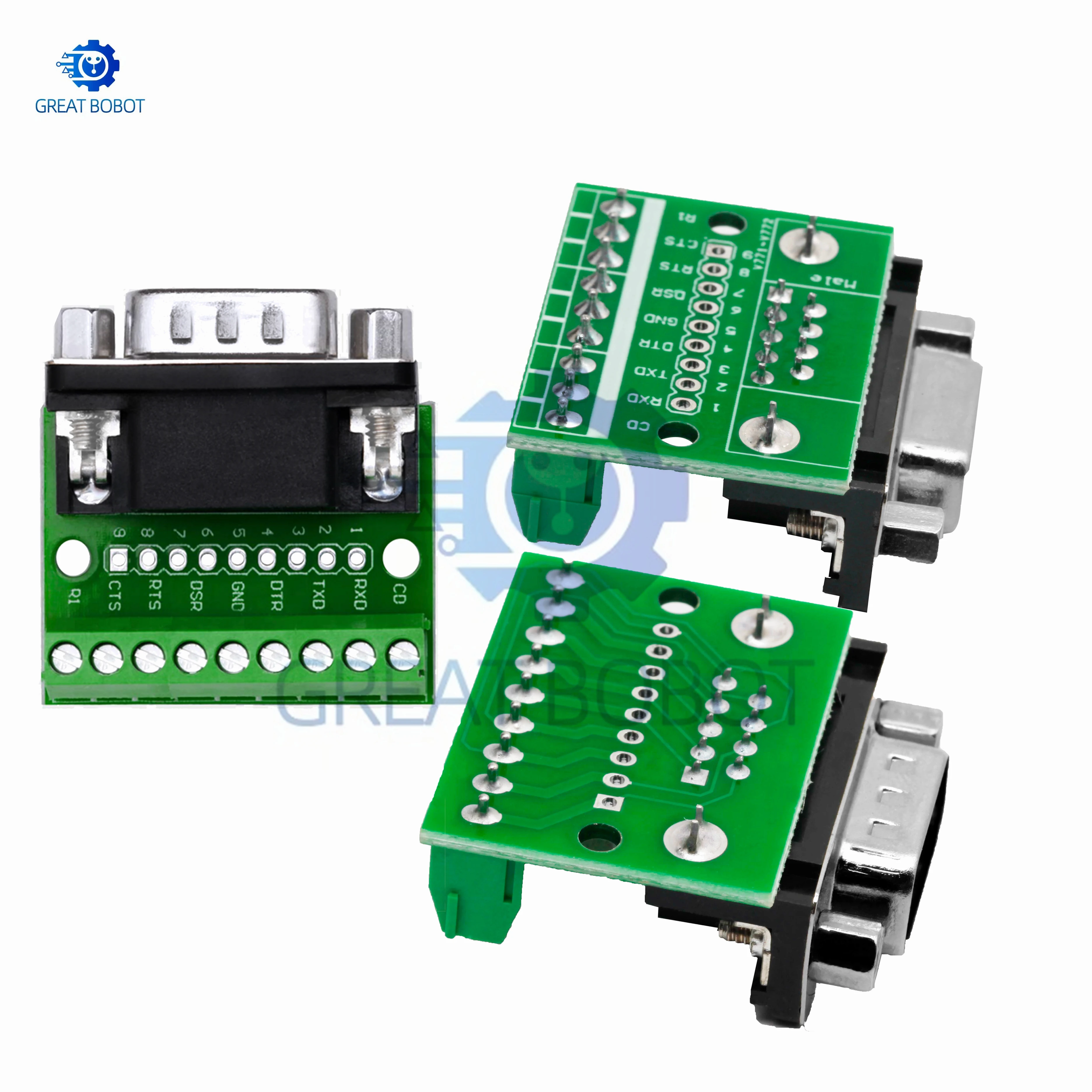 9pin Solderless Connectors DB9 RS232 Serial to Terminal Female Male Adapter Connector Breakout Board