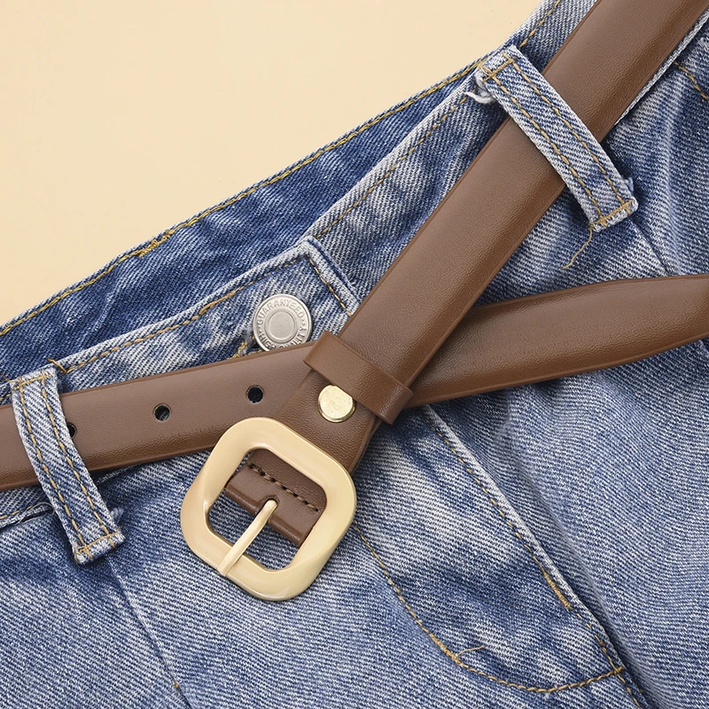 

Fashion Square Alloy Pin Buckle Women's Casual PU Belt Luxury Personalized Jeans Dress Belt Suitable for Formal Occasion Gift