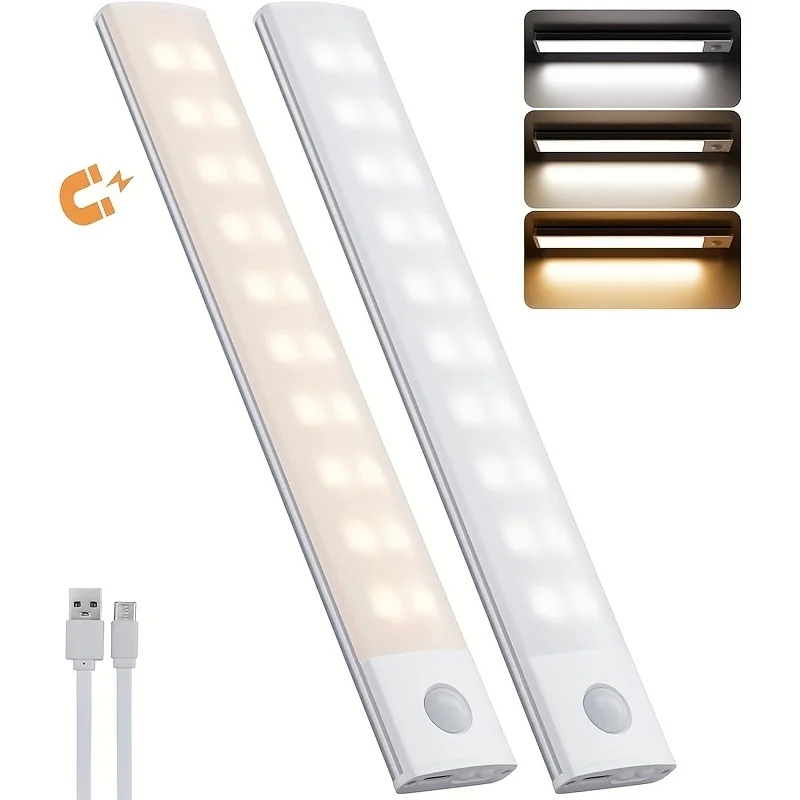 2Pc Cabinet Light USB Rechargeable Motion Sensor Ultra-thin Night Light  For Home Corridor Stairs Kitchen Bedroom Wardrobe Indoo