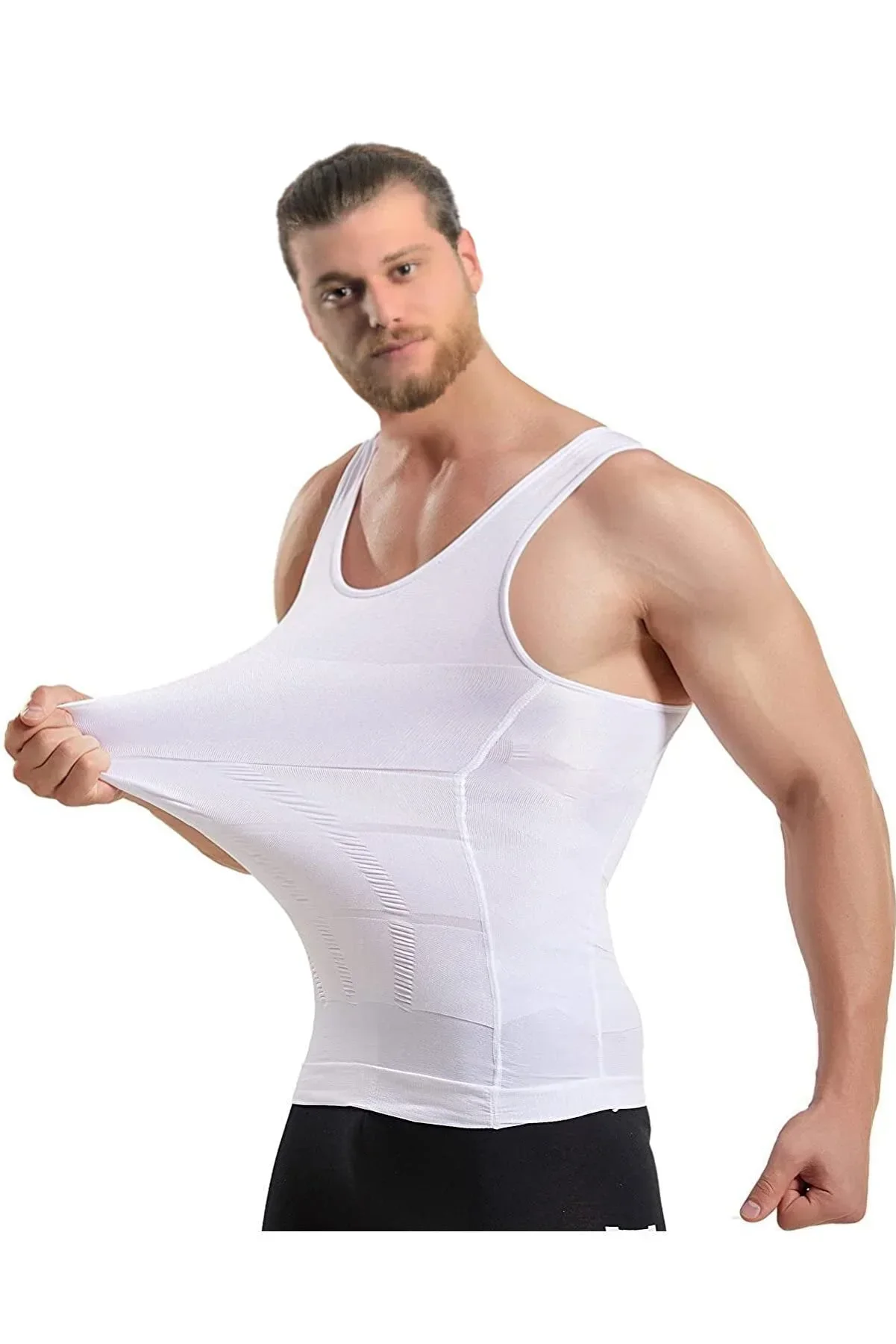 Men's Compression Body Shaper Vest Seamless Slimming Tank Top Waist Trainer Belly Control Undershirt Shapewear for Weight Loss