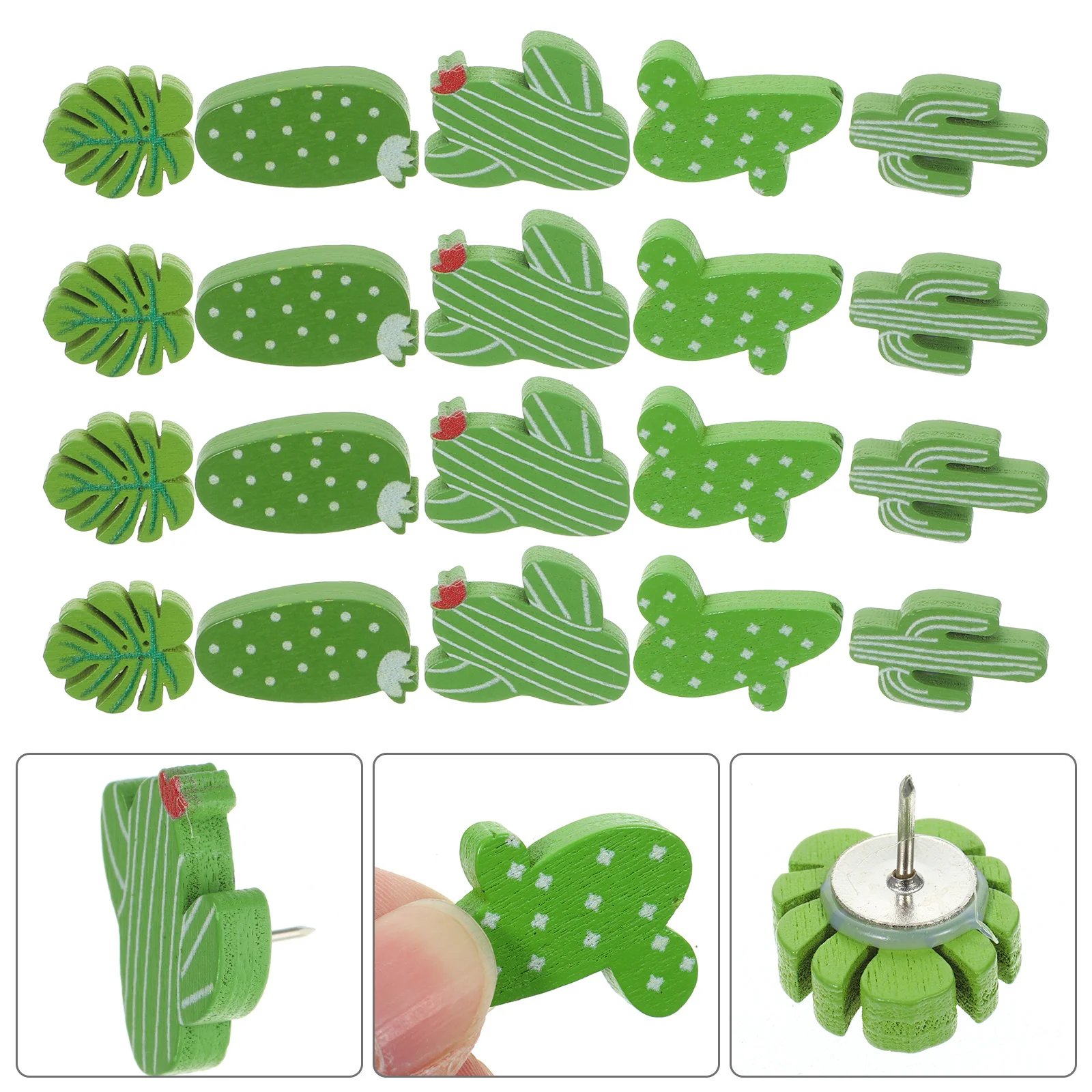 

1 Set Cute Cactus Shaped Wooden Thumbtacks Decorative Push Pins For Bulletin Board Cork Map Photos Wall Office Supply Drawing