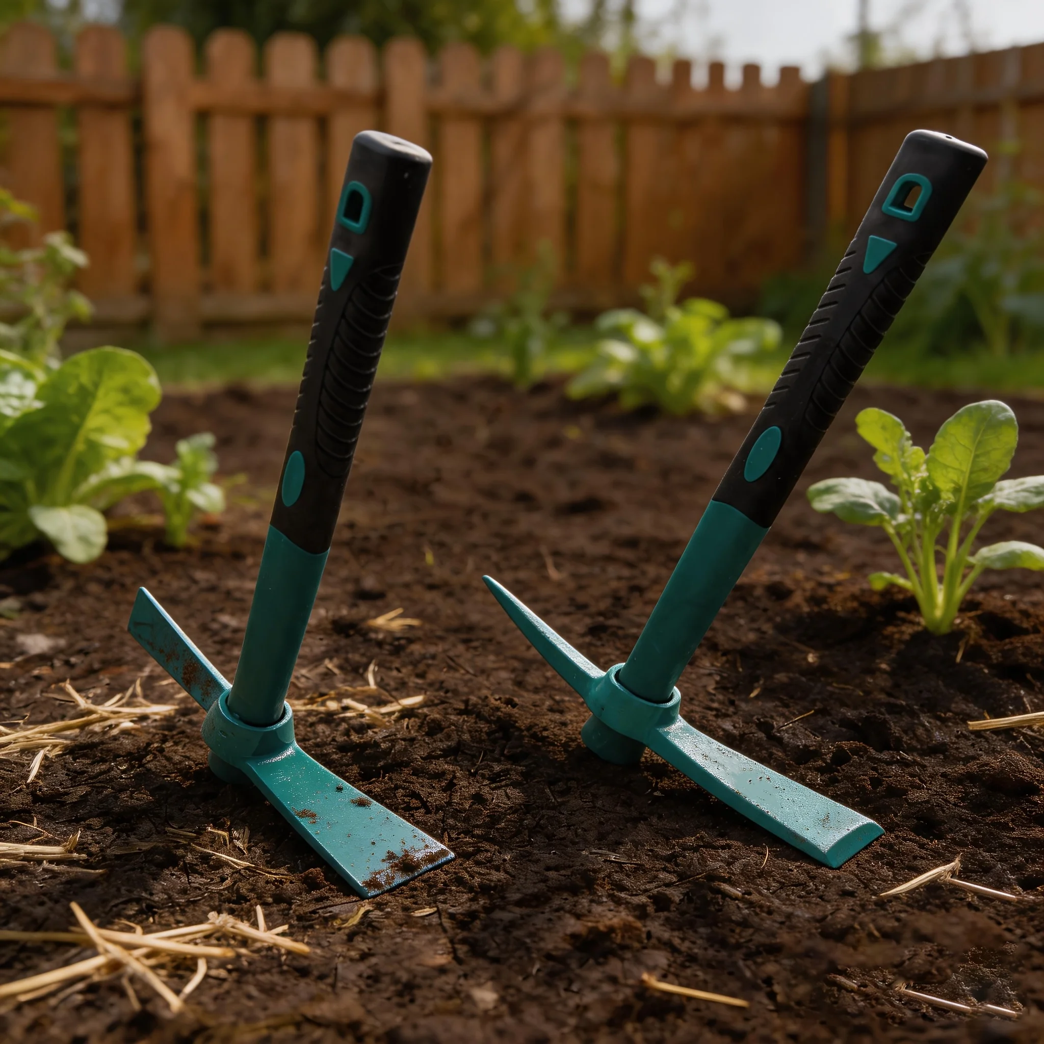 1-Piece 15-Inch Mattock Hoe Set with Yellow Fiberglass Handle - Durable Garden Tool for Soil Loosening and Cultivation