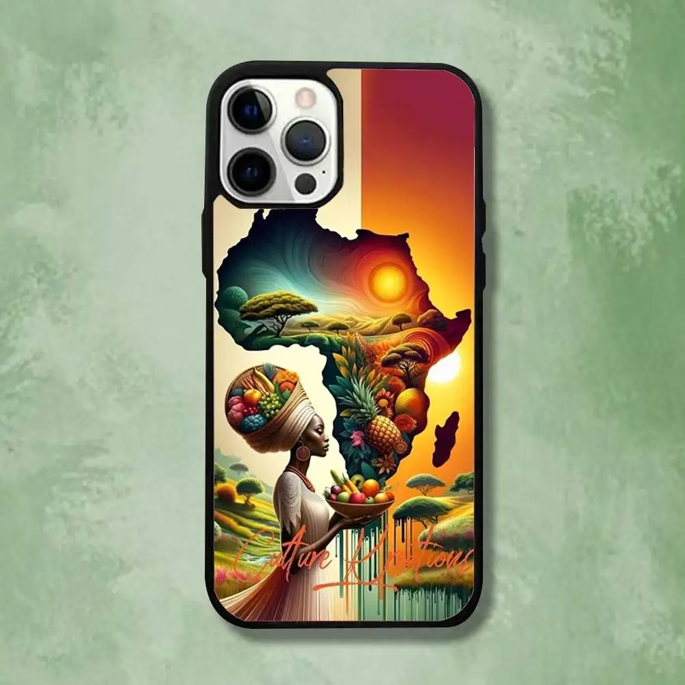 حافظة هاتف Geogra لخريطة أفريقيا لهواتف iPhone 16,15,14,13,12,11,Pro,Max,Plus,Mini,SE4,E شحن لاسلكي مغناطيسي Magsafe