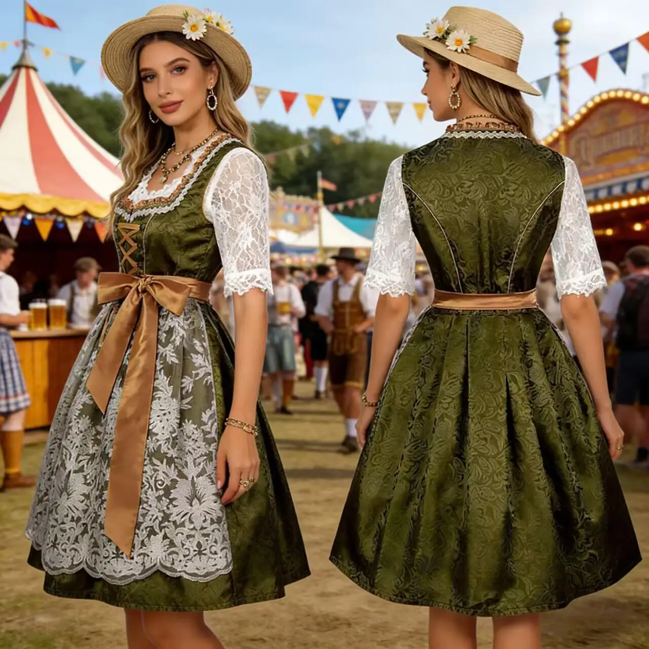 Traje Tradicional Bávaro para la Festival de la Cerveza de Múnich, Vestido de Talla Grande, Uniforme de Actuación, Moda Étnica Femenina, Primavera 2025