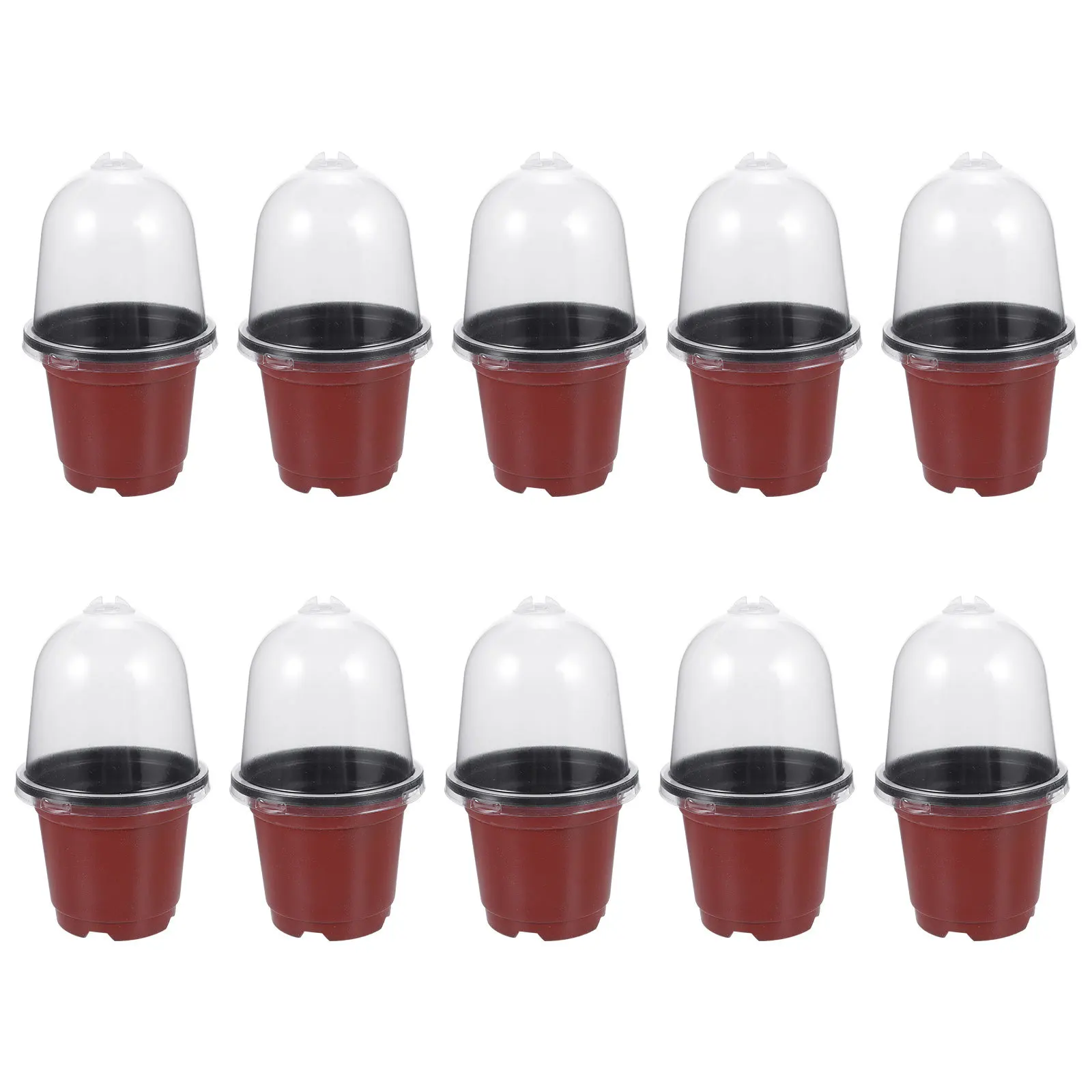 

10Sets Plant Nursery Pots Humidity Dome Plastic Starter Containers Seed Starting Pots Succulent Gardening