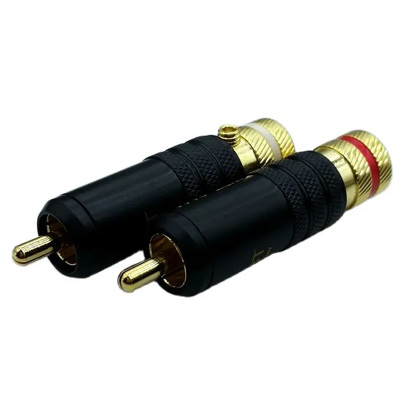 RCA Connector Male Gold plated Professional Rugged RCA Plug For 8-8.5mm Audio Cable 10Pcs/Lot