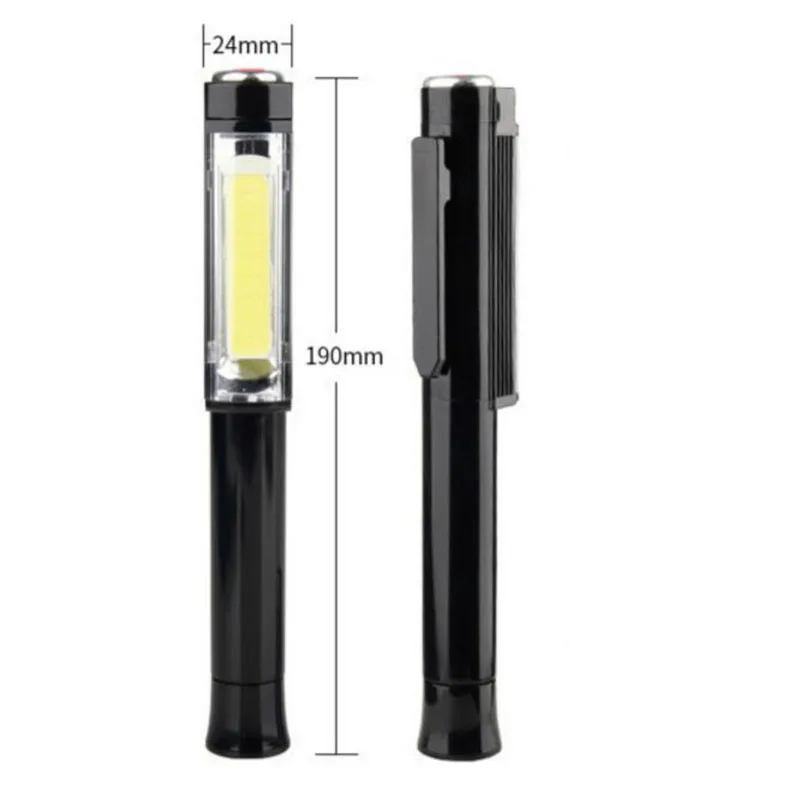 Protable 2 LEDs COB work flashlight hand Magnetic working white red flash light torches lamp AAA battery camping night B4