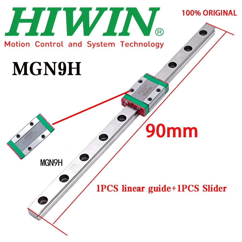 

HIWIN Genuine MGN9H MGN9 Miniature Linear Guide Slide 90mm 1Pcs Linear Guide+1Pcs Slider For 3D Printers and SLR Camera Lenses