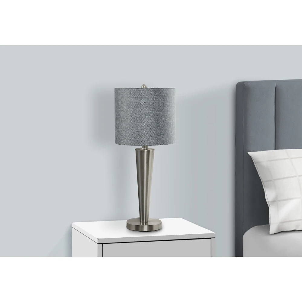 

Lighting, Set Of 2, 24"h, Table Lamp, Usb Port Included, Nickel Metal, Grey Shade, Contemporary