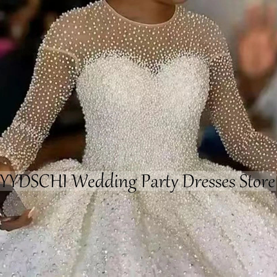 Customized Africa Bridal Dresses Gown Wedding Dresses 2024 Sexy Dress Ball Gown White Sweetheart Backless Long Sleeve With Peals