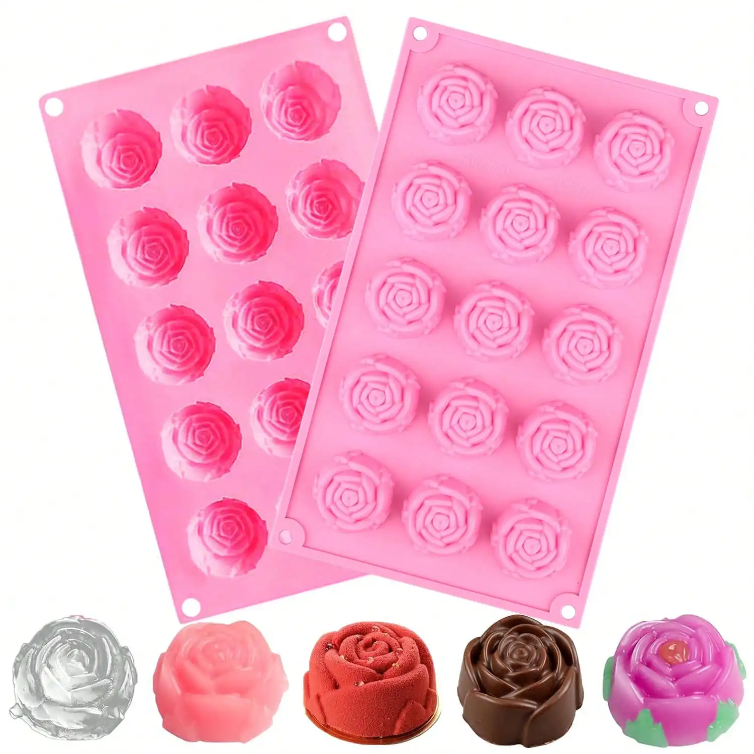 Rose Flower Silicone Moulds Reusable Flower Shape Silicone Fondant Cake Mould Plant Floral Baking Molds for Candy Ice Pudding