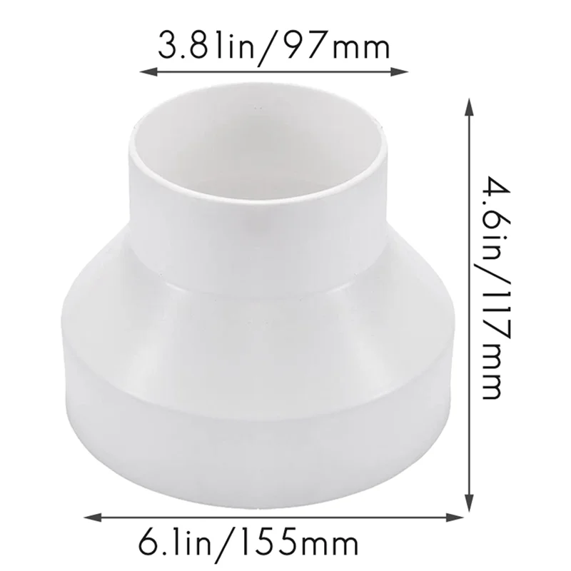 

A01F-4X Адаптер редуктора вентиляционной трубы Адаптер воздуховода Соединитель трубы для линейной системы вентиляции (150-100 мм)