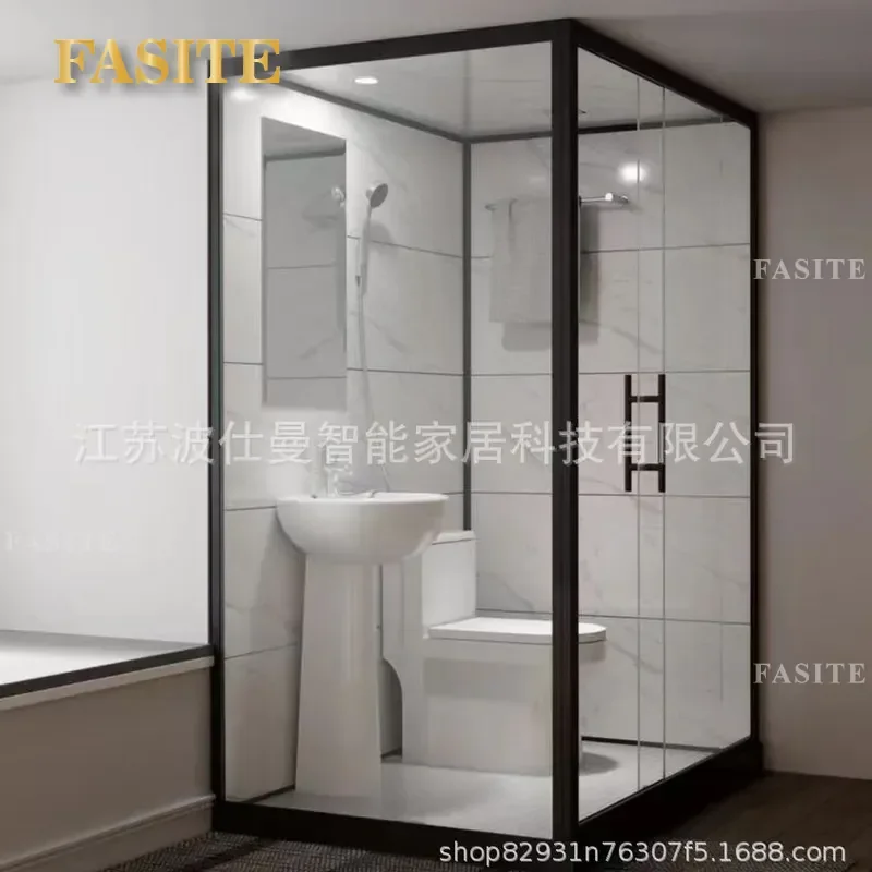 For Household Bathroom Integral Shower Room with Toilet Prefabricated Closed Bath Unit Space Saving All in One Sanitary Ware