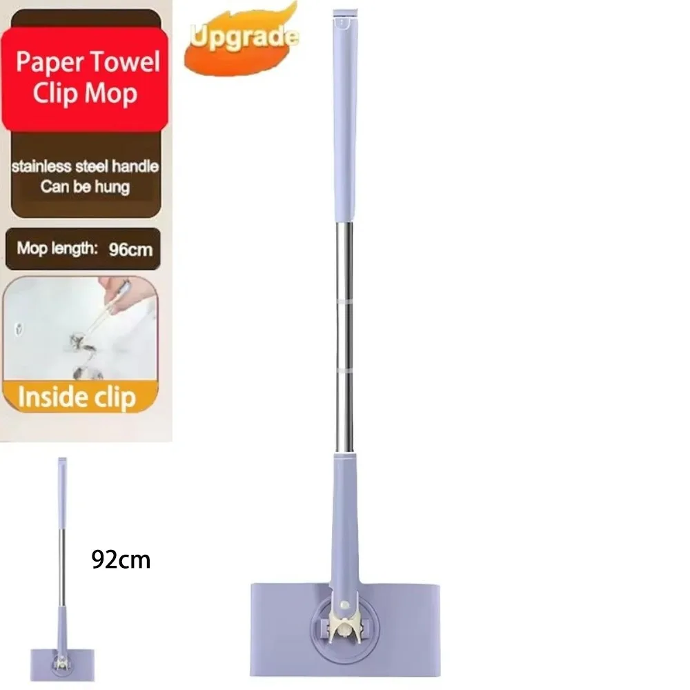 Mini Mop A Scatto Senza Contatto | Zero Touch Con Testa Girevole 360° | Manico 92 Cm | 10 Panni Inclusi