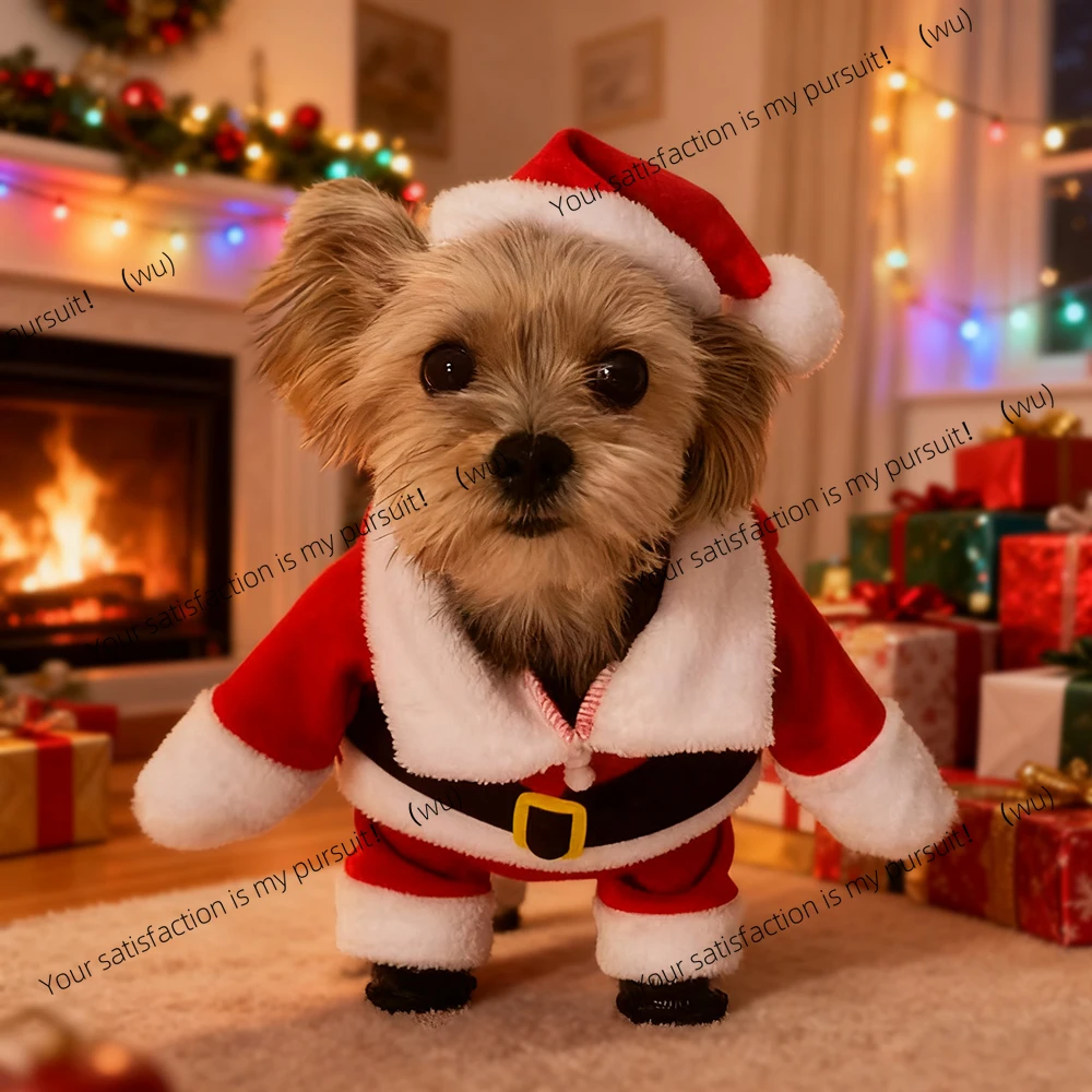 Cute dog Santa costume, dress up onesie, party gift supplies