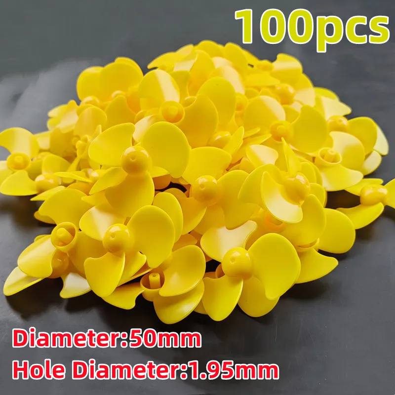 100pcs/bag Three-blade Propeller 50mm Aperture Fixed-wing Fan Blade Paddle Motor Accessories DIY Model Remote Control Toy Parts