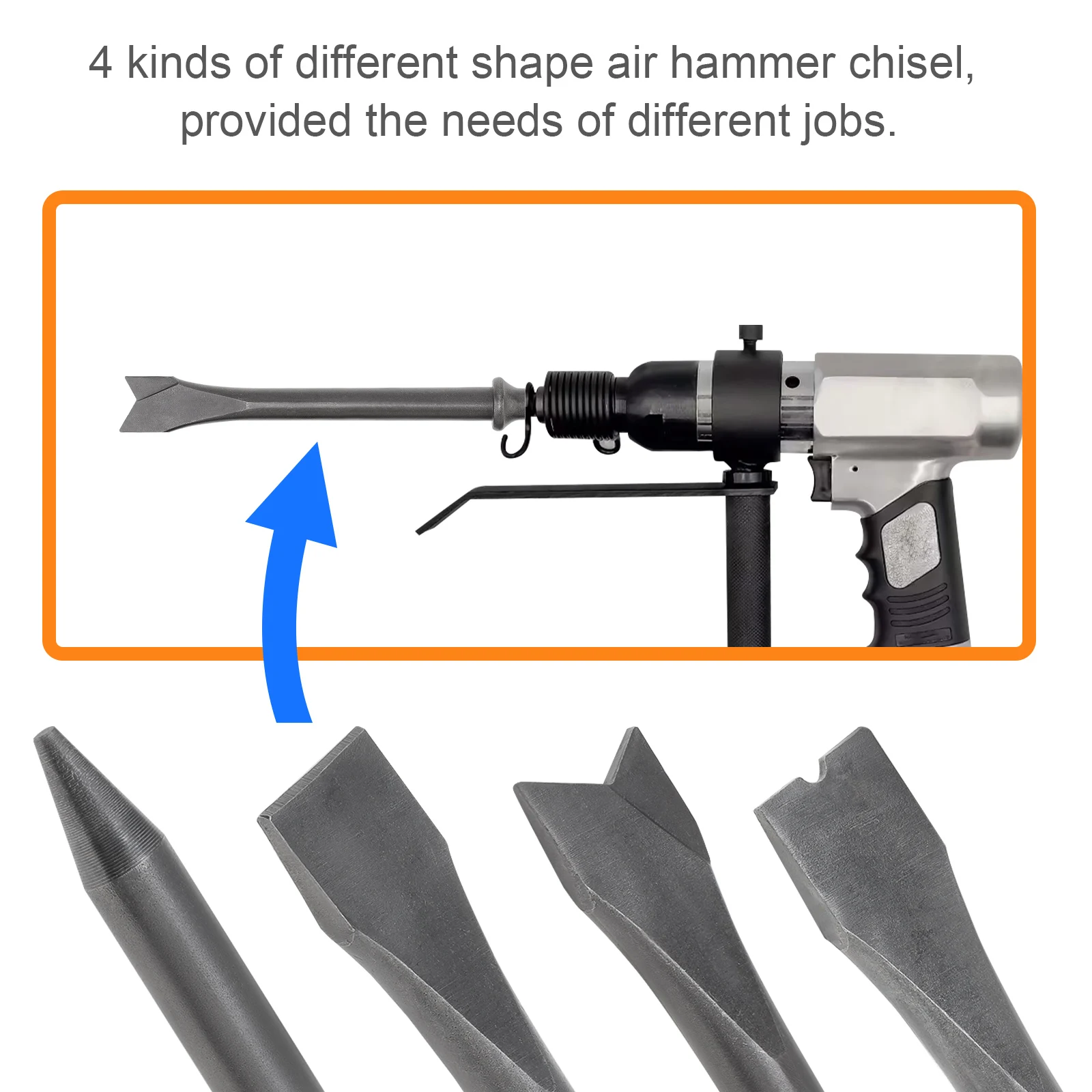 Air Hammer Chisel Hexagonal Shank Heavy Duty Air Impact Head for Rusting Removal/Cutting Pneumatic Rust Remover Air Chisel Set