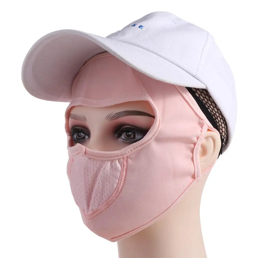 Solid Color Sun Protection Sunscreen Veil Ice Silk Womne Face Mask Summer Sunscreen Mask Driving Face Cover Face Gini Mask