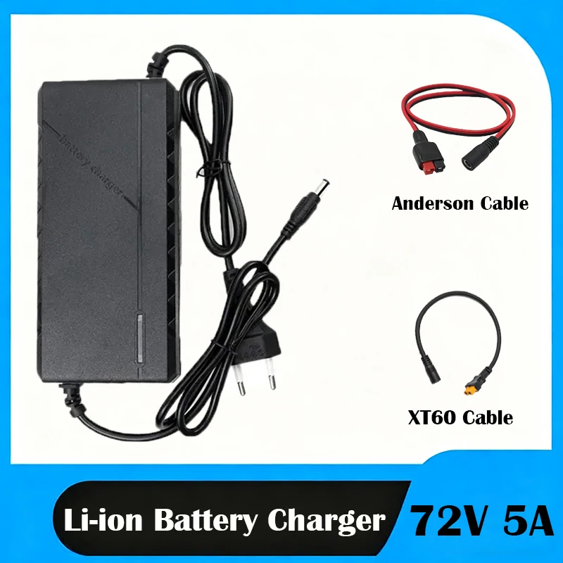 

Зарядное устройство для литиевых батарей 72 В Зарядное устройство для литий-ионных аккумуляторов 20S Розумная быстрая зарядка 84 В 5 А с охлаждающим вентилятором XT60 и кабелем Anderson