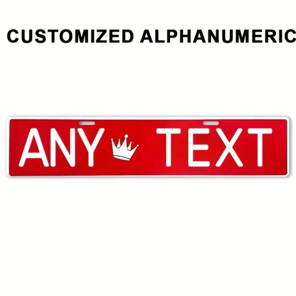 CIFbuy [2D Flat] Custom Red Crown Metal Sign,Personalized Alphanumeric Text Wall Decor (Only For Decoration)