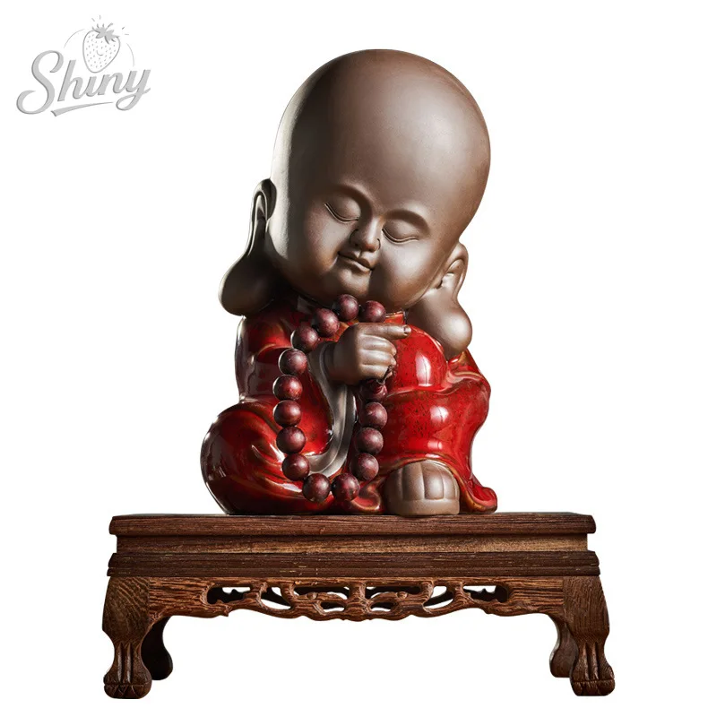 Small Shamisen Zen Chinese Large Home Desktop Living Room Study Entrance Creative Decorations Ceramic Monk Ornaments