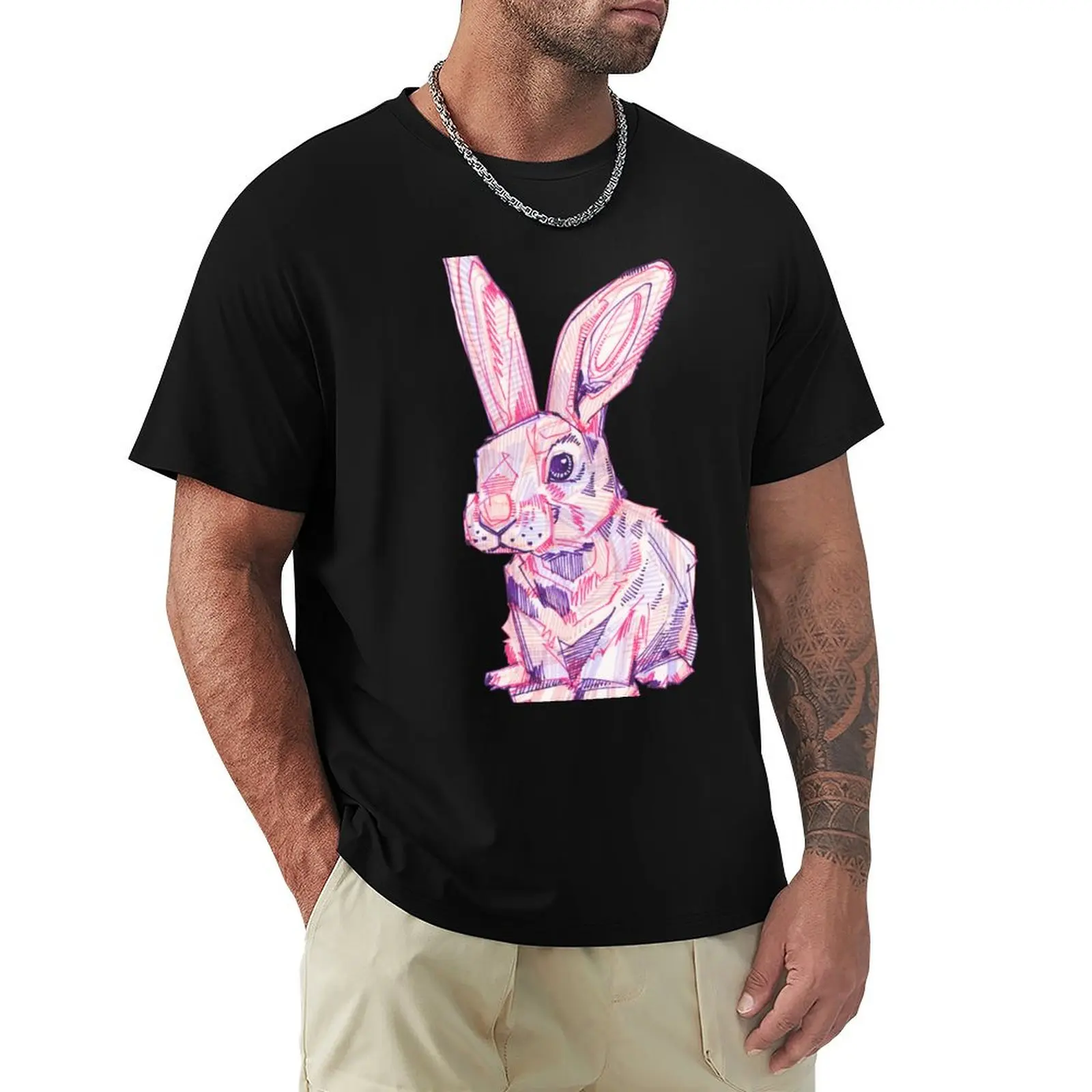 Pink Rabbit Drawing - 2017 T-Shirt Outdoor Working T-Shirt