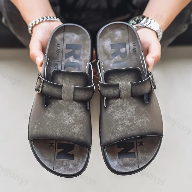 

New Men's Casual Outdoor Beach Slippers 2025 Summer Open Toes Fashion Trend Sandals Versatile Comfortable Breathable Cool Drags