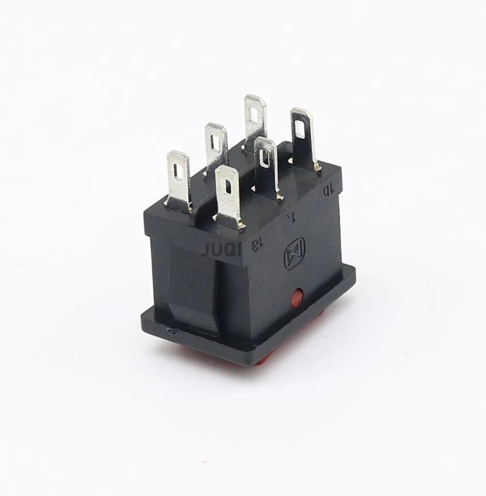 1PCS KCD1 Mini Red/Black switch  6 pin On/Off/On Rocker Switch AC 6A/250V10A/125V