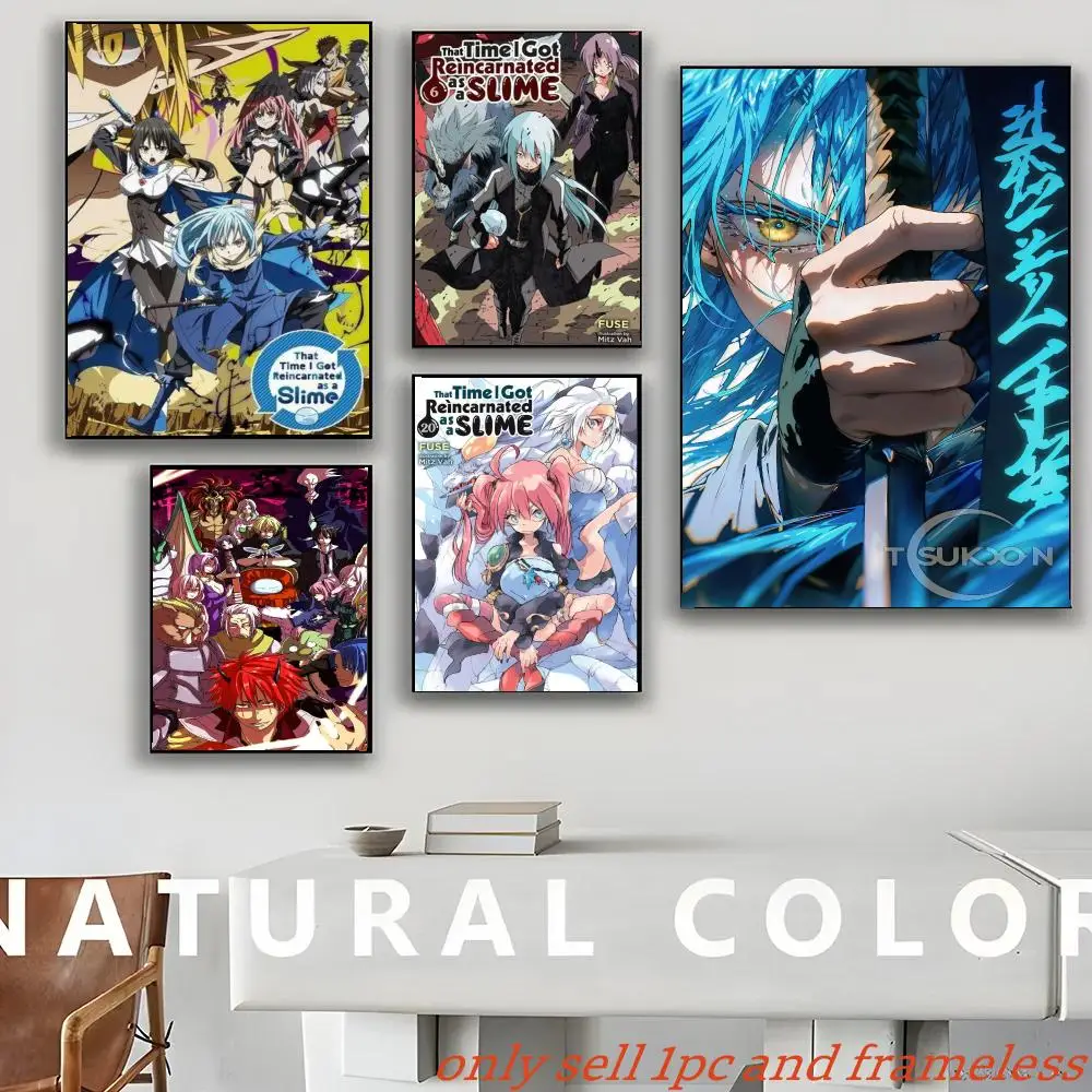 That Time I Got Reincarnated As A Slime Anime Poster Self-adhesive Painting with prints Home bedroom living room decoration
