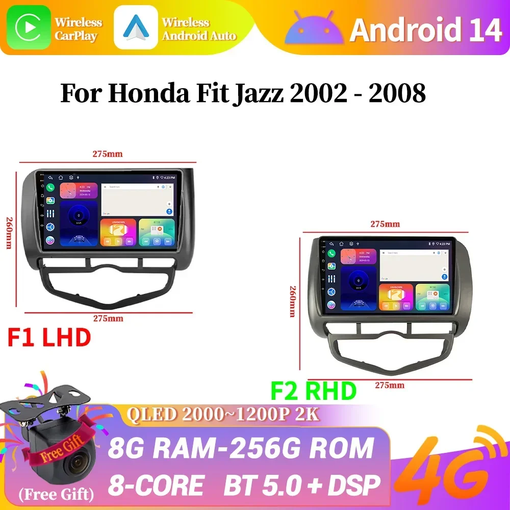 

For Honda Fit Jazz 2002-2008 Navigation Bluetooth CarPlay Car Radio Multimedia Navigation Android Car Intelligent System Screen