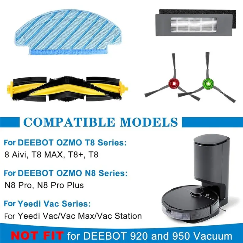 AT21-For Ecovacs DEEBOT OZMO T8 AIVI/T8 Max/T8 Series/N8 Pro/N8 Pro Plus Robot Vacuum Replacement Parts