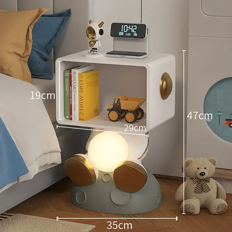Nordic Modern Bedside Table Led Night Light Bedroom White Storage Nightstands White Minimalist Armarios De Dormitorio Furniture image 4