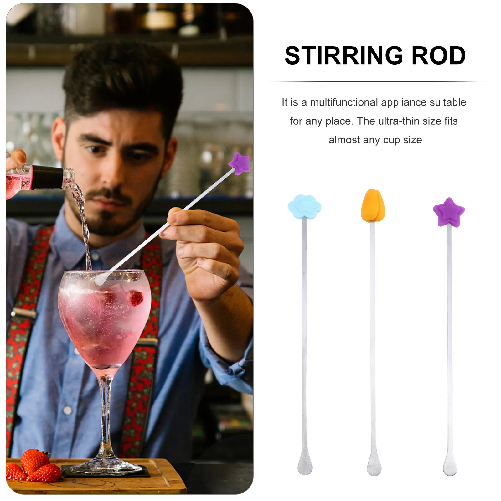 

3Pcs Milk Powder Stirring Sticks Long Handle Silicone Head Stainless Steel Baby Milk Mixer Portable for Iced Coffee Tea Lemonade