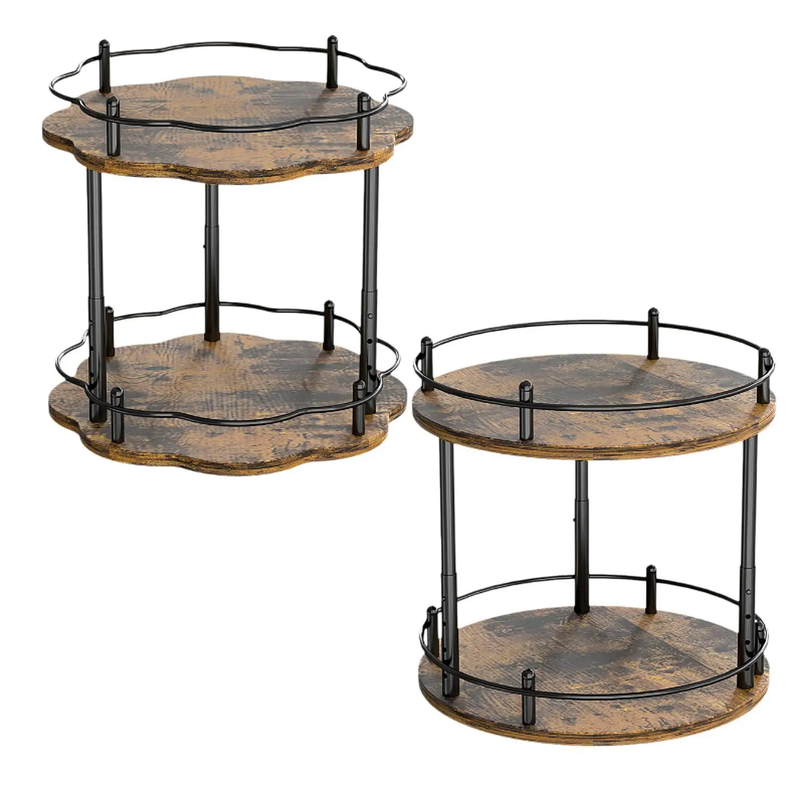 

Wood Turntable Kitchen Turntable Rotating 2 Layer Round Multifunctional Spice