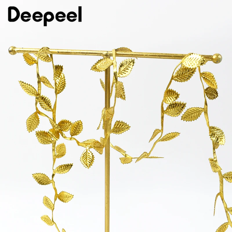 5/10M Deepeel 4cm Leaf Gold Silver Christmas Decoration Lace Trimming Garment Dress Webbing Tape Gift Packing Sewing Material