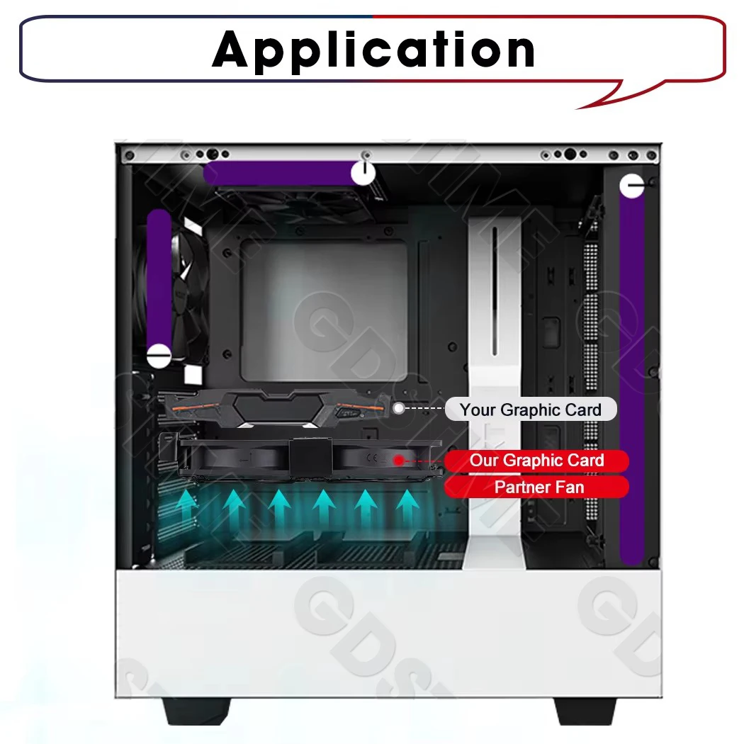 Chłodzenie Karty Graficznej Gdstime 80MM, Wentylator Karty Graficznej 8CM, Uniwersalny Wentylator Chłodzący 8025 do Obudowy Komputera, Chłodzenie CPU i VGA — zdjęcie produktu 5