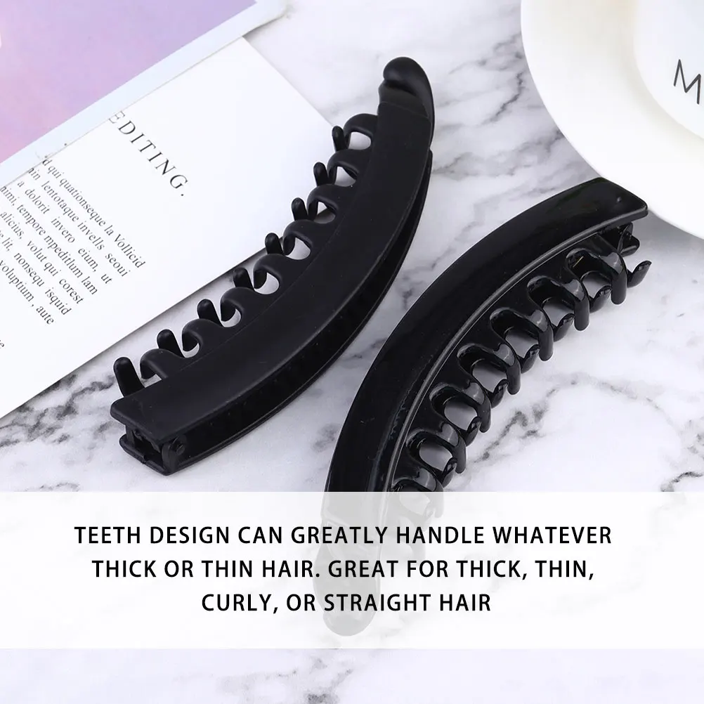 

12 Pcs Banana Hair Clips Large Plastic Fishtail Clamps Durable Shower Travel Outing Hairstyle Accessories