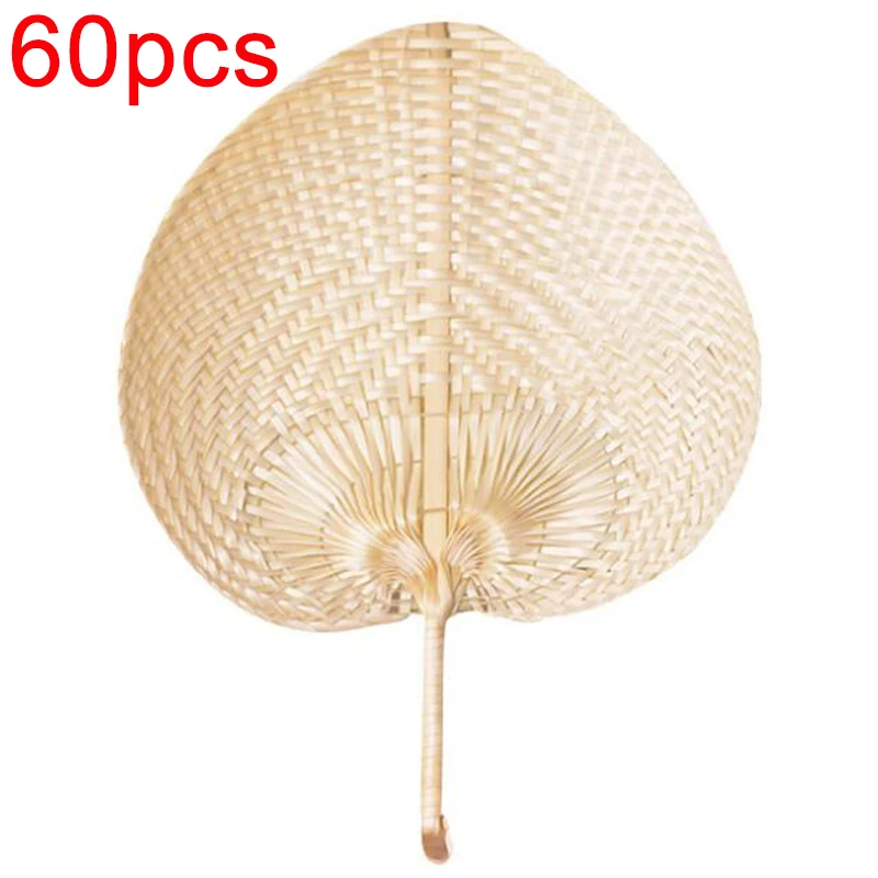 

60Pcs Pure Handmade DIY Heart Shaped Bamboo Woven Fan Summer Cooling Fan Chinese Style Hand Fan Hand Fans Wedding Items wholesal