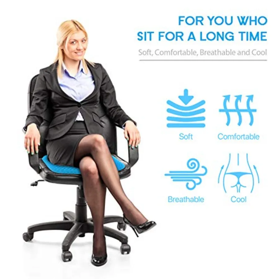 Gel Seat Cushion for Long Sitting Thick and Extra Large,Gel Cushion for Wheelchair Soft, Chair Cushion, Car Seat Cushion Breath