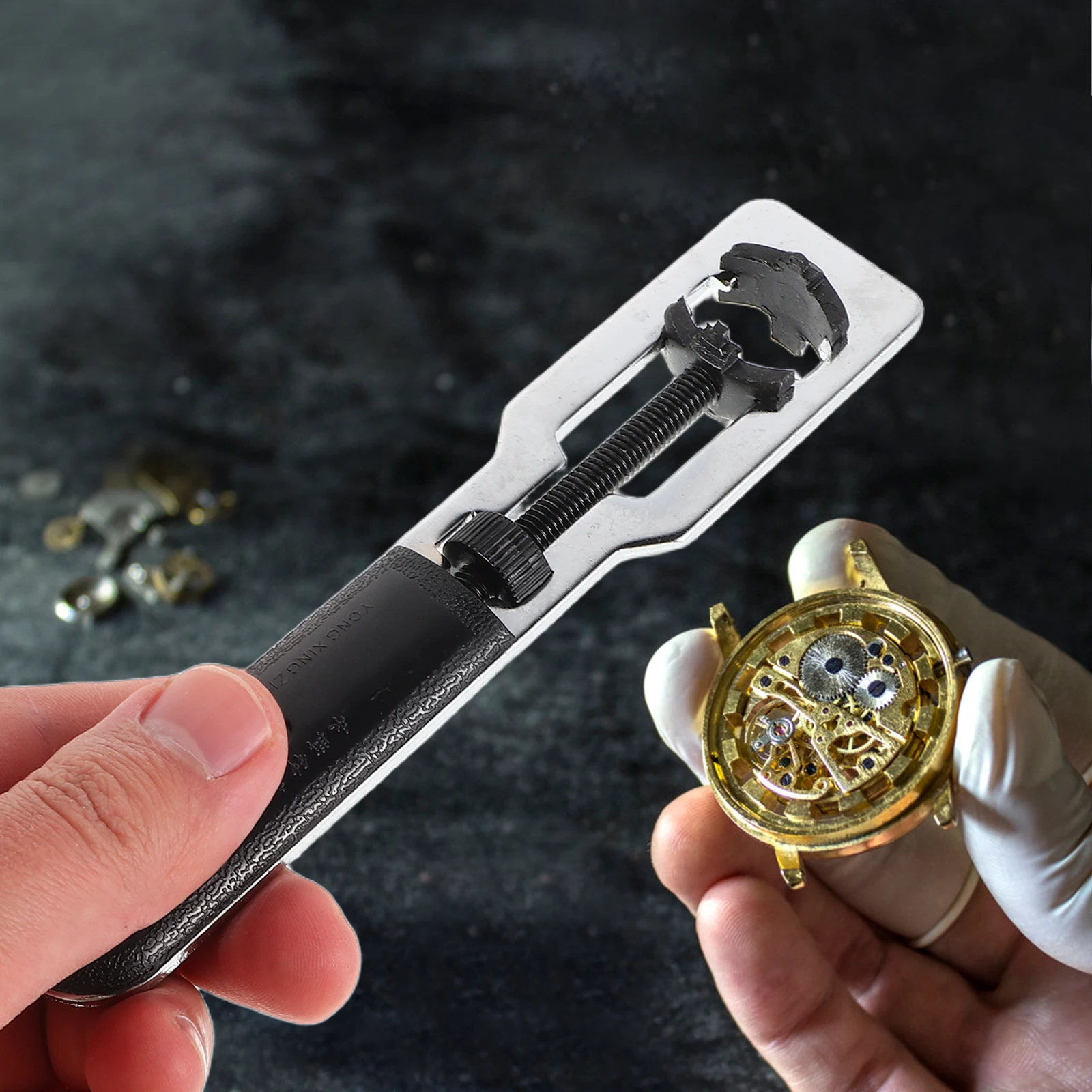 

2 pcs Two-in-One Watch Case Opener Back Cover Repair Replacement Key Kit Compact Dual Function Iron Plastic Repair
