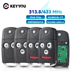 KEYYOU-llave de coche con 3 botones, mando a distancia para Honda Accord 2008-2012 old Civic 433MHZ con chip ID46 PCF7936, Control de llave plegable
