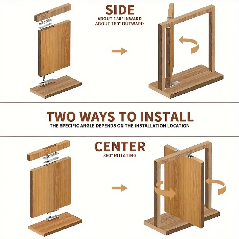 360° Rotation Heavy Duty Pivot Hinge,Stainless Steel Hidden Door Hinges,Invisible Pivot Door Hardware for Secret Doors Bookshelf