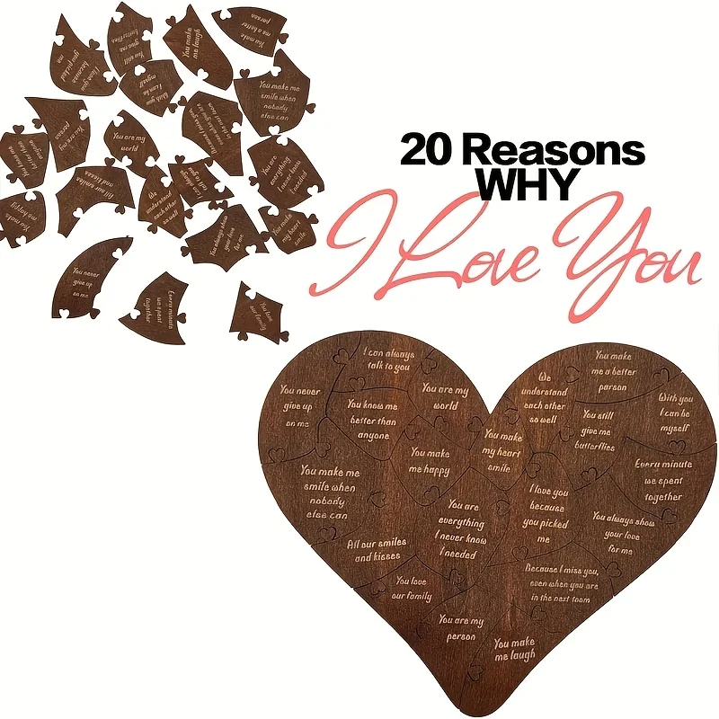 Heart-Shaped Wood Panel Reasons I Love You Mother's Day Gifts Family Party Supplies Perfect Valentine's Day Birthday Gifts