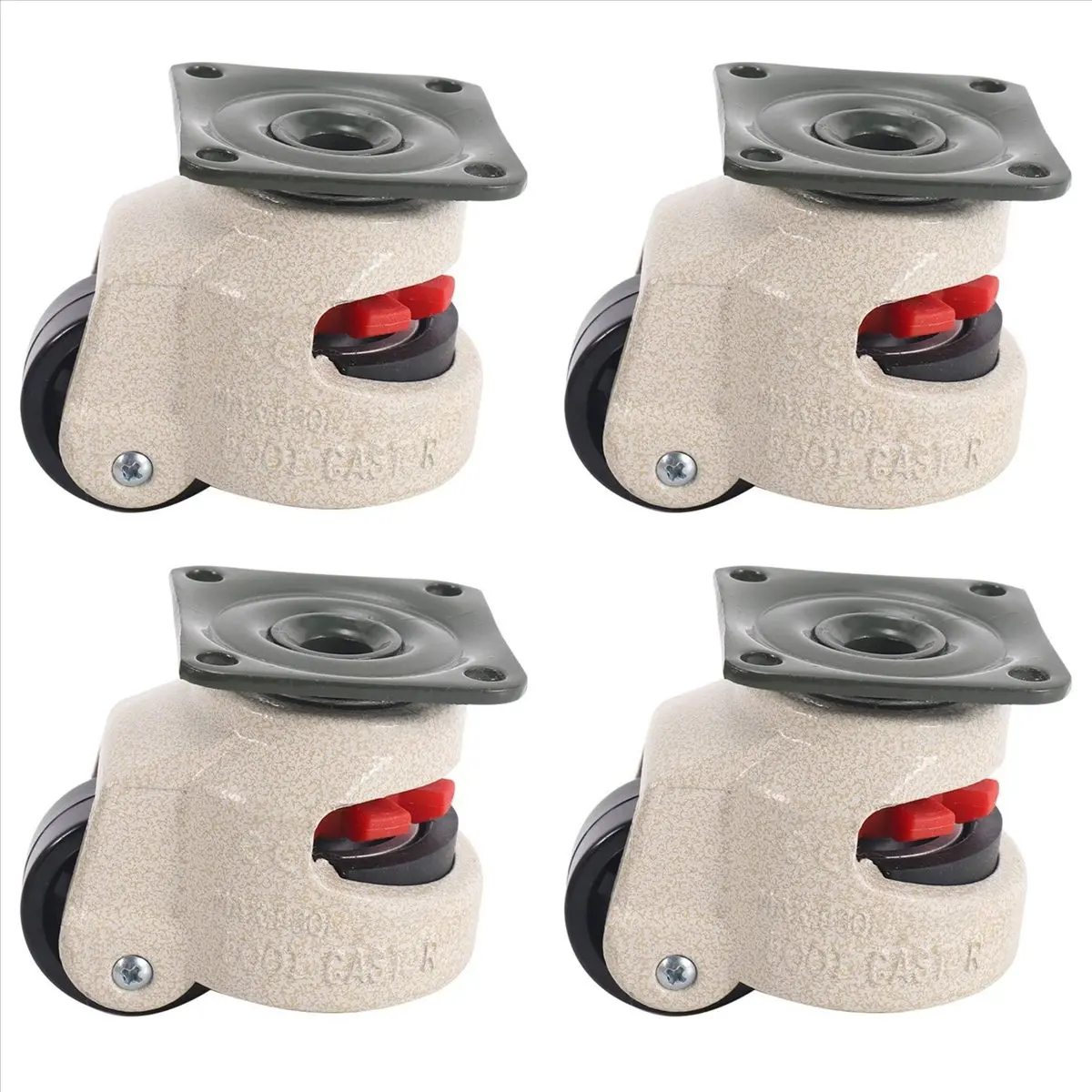 【Great Sell】 4 Pcs Retractable Leveling Casters Industrial Machine Swivel Caster Castor Wheel for Chair Trolley 220lbs C