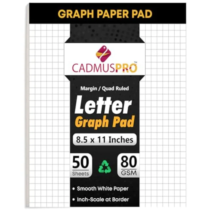 

Блокноты для графиков 8,5 x 11 1/4 дюйма, с квадратной разметкой, плотная бумага 80 г/м², 50 листов, для математики, для студентов, инженерный блокнот