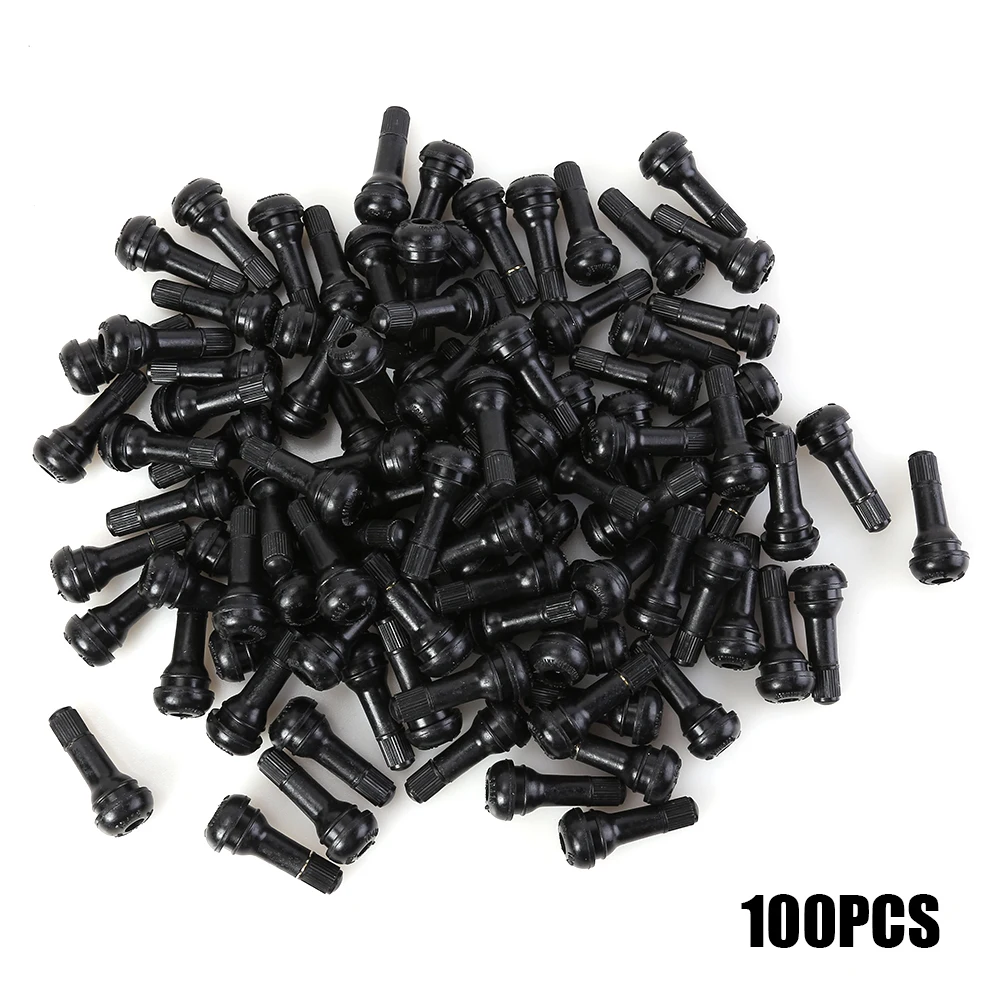 100pcs TR-412/TR-413/TR-414 Snap In Short Black Rubber Valve Stems Tubeless Tire Tyre Valves for Car Motorcycle