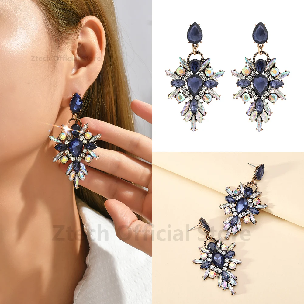 Sexy Luxury Shiny Rhinestone Decor Dangle Drop Earrings For Women Fashion Vintage Design Elegant Exquisite Jewelry Accessories